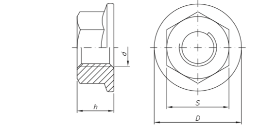 DIN6923- Tuerca Flange Lisa MB Zinc Dorado en HIERRO