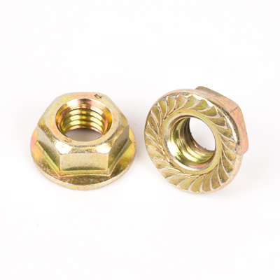 DIN6923- Tuerca Flange Moleteada MA Zinc Dorado en HIERRO