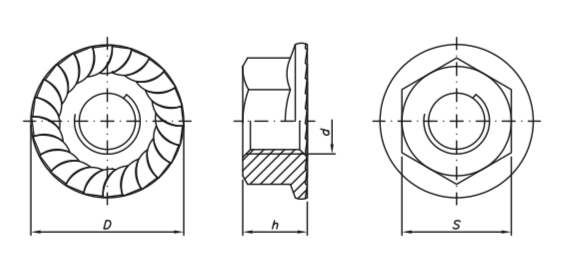 DIN6923- Tuerca Flange Moleteada MA Zinc Dorado en HIERRO