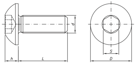 ISO7380 - Allen Cabeza Botón en AISI304