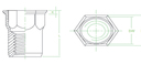 Tuerca Remache Hexagonal SIN Cabeza en AISI304
