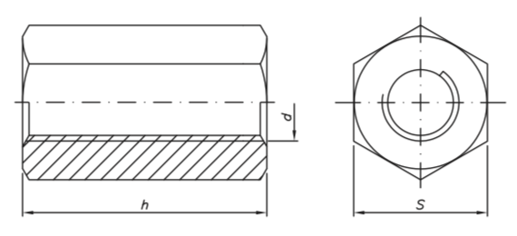 DIN9334 - Tuerca Prolongador en AISI304