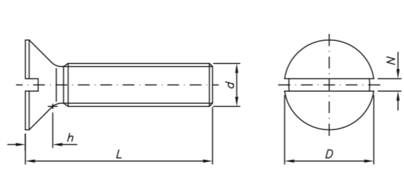Tornillo Cabeza Frezada Ranura Plana en AISI304