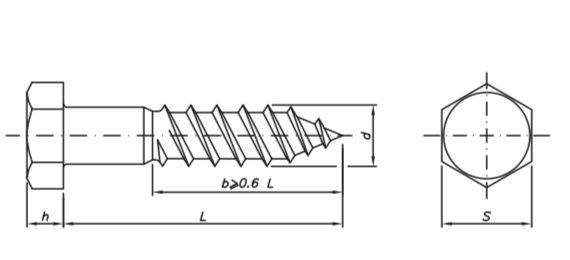 Tirafondo Cabeza Hexagonal en AISI304