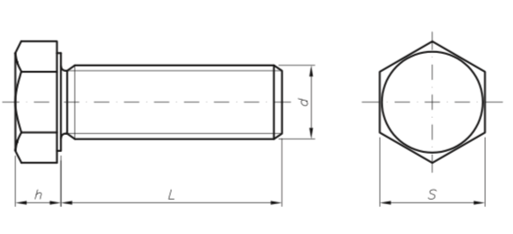 DIN933 - Bulón Cabeza Hexagonal en AISI316