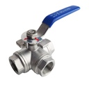 Valvula Esferica PN25 / 3VIAS L / BSP / ACTUADOR / PTFE en AISI316