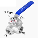 Válvula Esférica PN25 / 3VIAS TIPO T / BSP / ACTUADOR / PTFE en AISI316