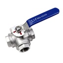 Válvula Esférica PN25 / 3VIAS TIPO L / BSP / ACTUADOR / PTFE en AISI316